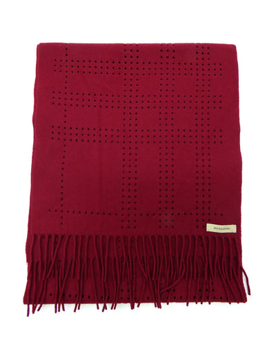 Burberry Wool and Cashmere Perforated Nova Check Raspberry Scarf Scarf Burberry