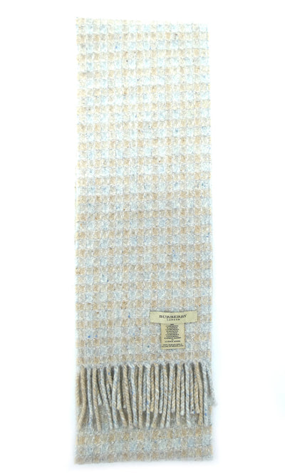Burberry Cashmere Plaid Cream and Silver Scarf Scarf Burberry