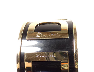DSquared2 Logo Wide Gold and Black Bangle Bracelet DSquared2