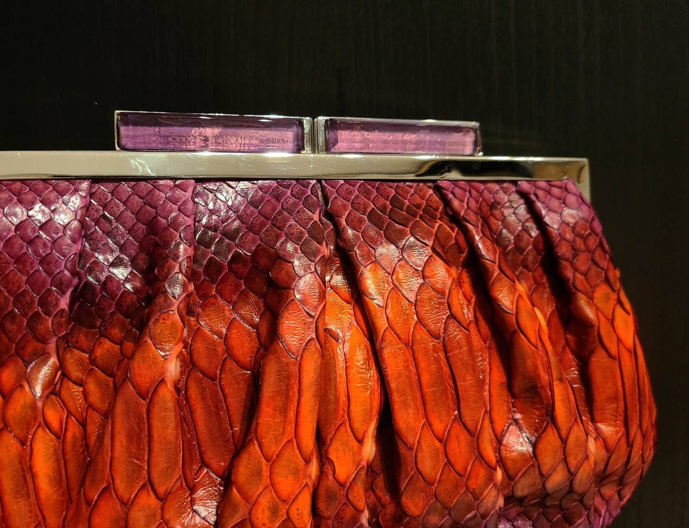 Judith Leiber Python and Amethyst Clutch Bag Judith Leiber