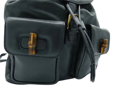 Gucci Vintage Dark Blue Leather Backpack Bag, Backpack Gucci