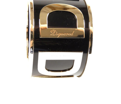 DSquared2 Logo Wide Gold and Black Bangle Bracelet DSquared2