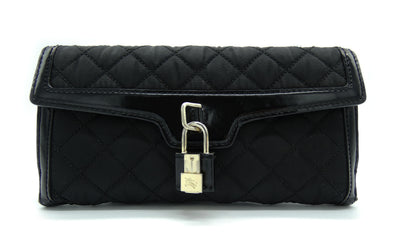 Burberry Black Patent Leather and Nylon Quilted Long Wallet Wallet Burberry