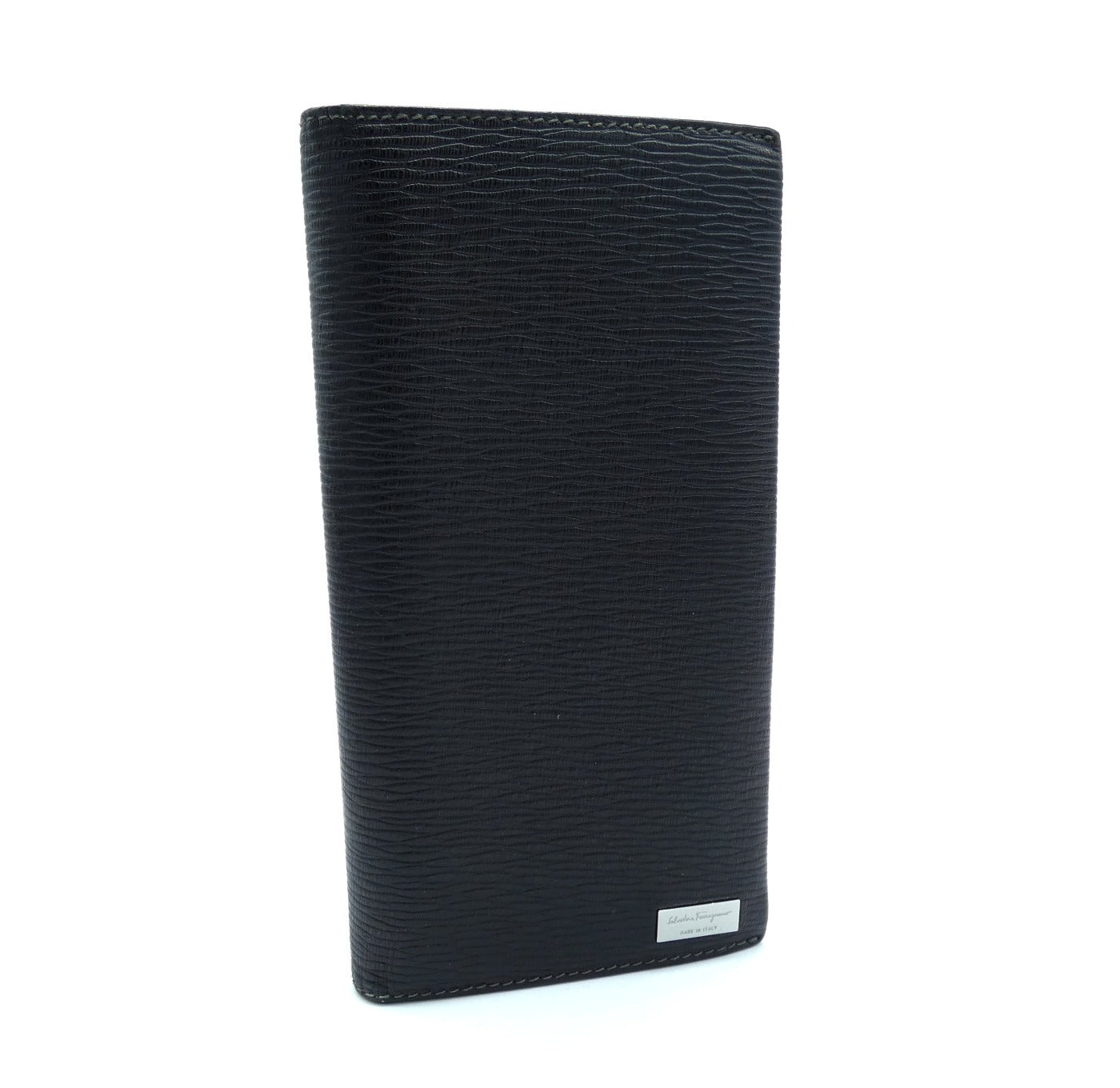 Salvatore Ferragamo Black Grained Continental Long Wallet Wallet Salvatore Ferragamo
