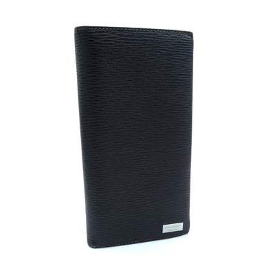 Salvatore Ferragamo Black Grained Continental Long Wallet Wallet Salvatore Ferragamo
