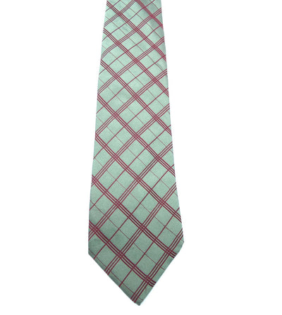 Burberry Silver and Bordeaux Nova Check Silk Tie Ties Burberry
