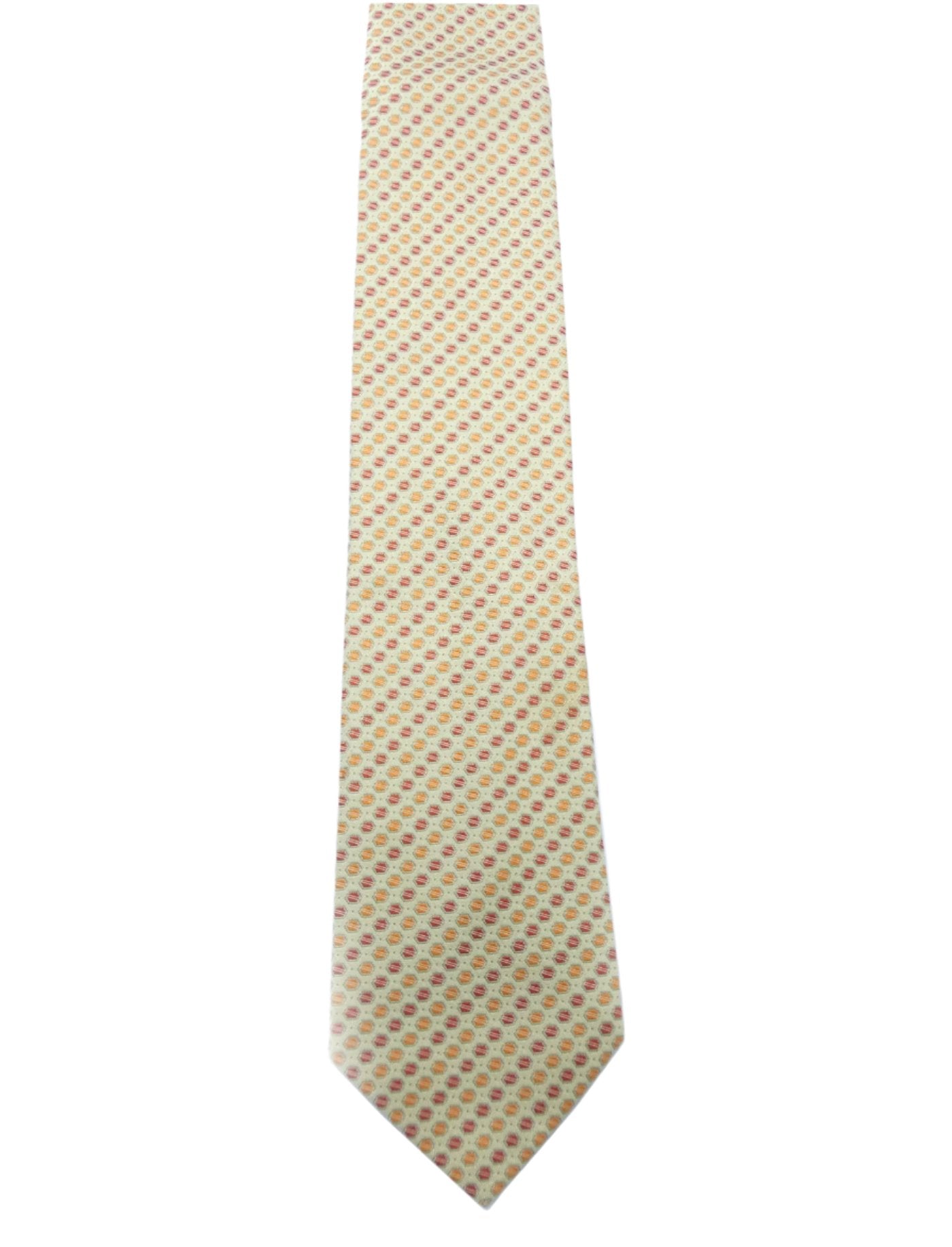 Hermès Cream and Orange Graphic Silk Tie Ties Hermès