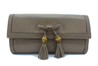 Gucci Beige Leather Bamboo Tassel Bow Flap Wallet Wallet Gucci