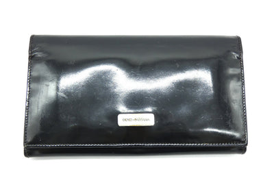 Dolce & Gabbana Black Polished Vintage Organizer Wallet Wallet Dolce & Gabbana