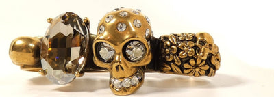 Alexander McQueen Skull Knuckle Ring in Gold and Crystal Ring Alexander McQueen