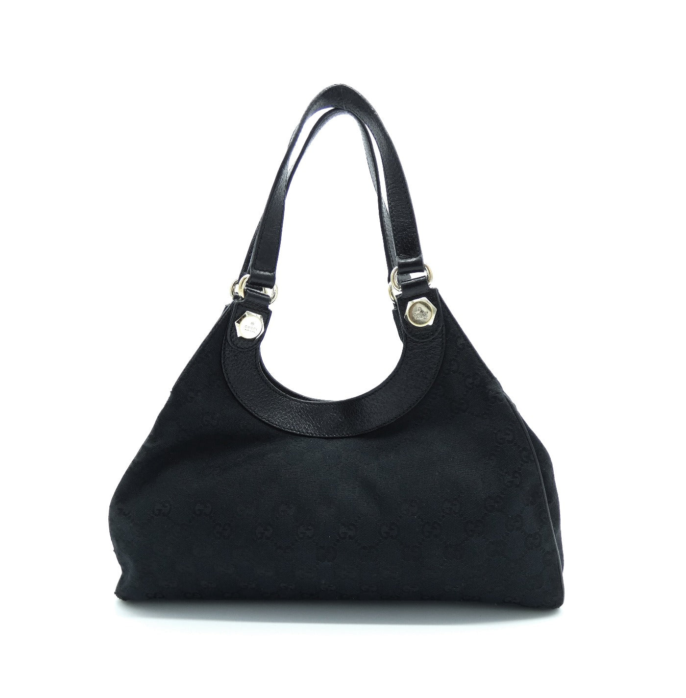 Gucci Vintage Black GG Canvas and Leather Charmy Hobo Bag Gucci