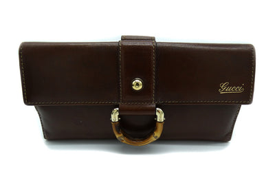 Gucci Bamboo and Brown Leather Vintage Continental Wallet Wallet Gucci