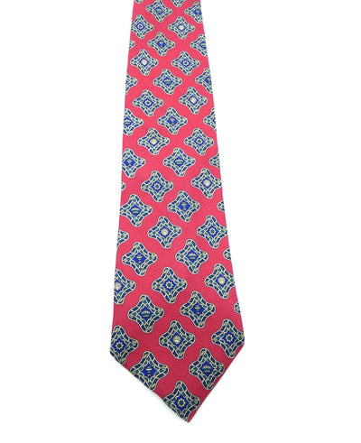 Burberrys Vintage Red and Navy Graphic Print Silk Tie Ties Burberry
