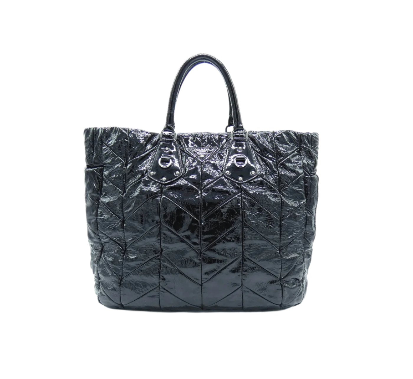 Prada Black Patent Quilted Tote Bag Prada