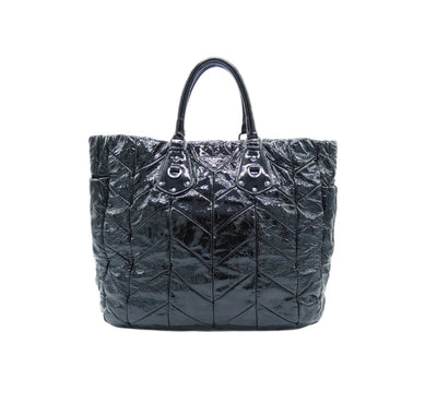Prada Black Patent Quilted Tote Bag Prada