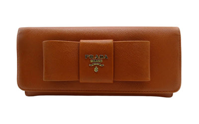 Prada Vintage Orange Saffiano Fiocco Bow Long Wallet Wallet Prada