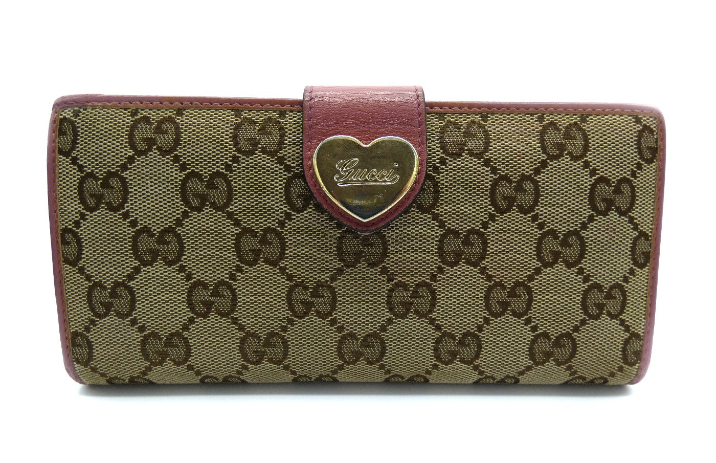 Gucci GG Heart Clasp Dusty Rose Long Wallet Wallet Gucci