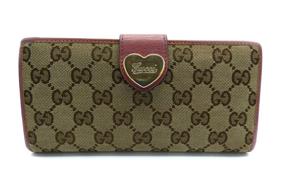 Gucci GG Heart Clasp Dusty Rose Long Wallet Wallet Gucci