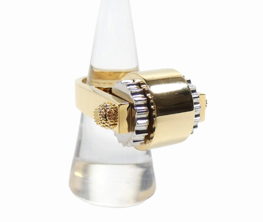 Balenciaga Silver and Gold Gear Ring – Occhi Azzurri