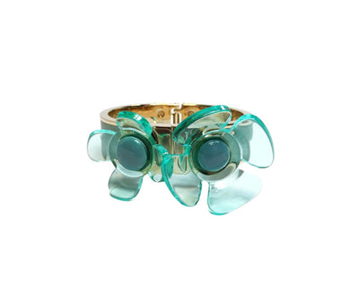 Burberry Prorsum Leather and Lucite Flower Bangle Bracelet Burberry