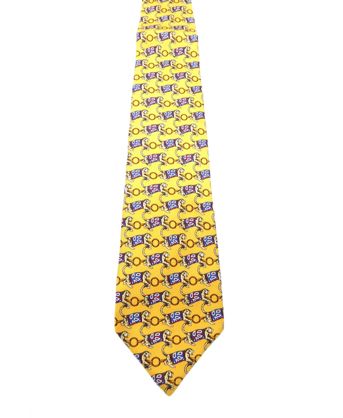 Fendi Vintage Graphic Leopard Circus Print Silk Tie Ties Fendi