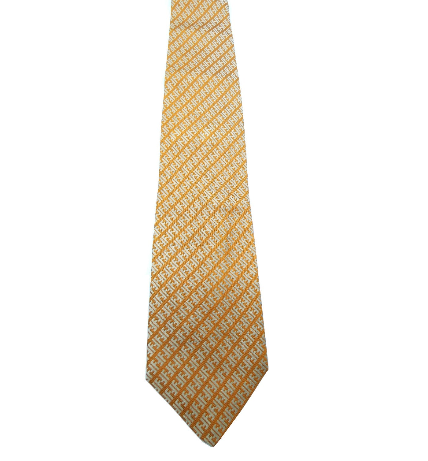 Fendi Graphic Orange and Silver FF Monogram Silk Tie Ties Fendi