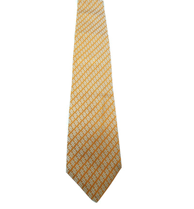 Fendi Graphic Orange and Silver FF Monogram Silk Tie Ties Fendi