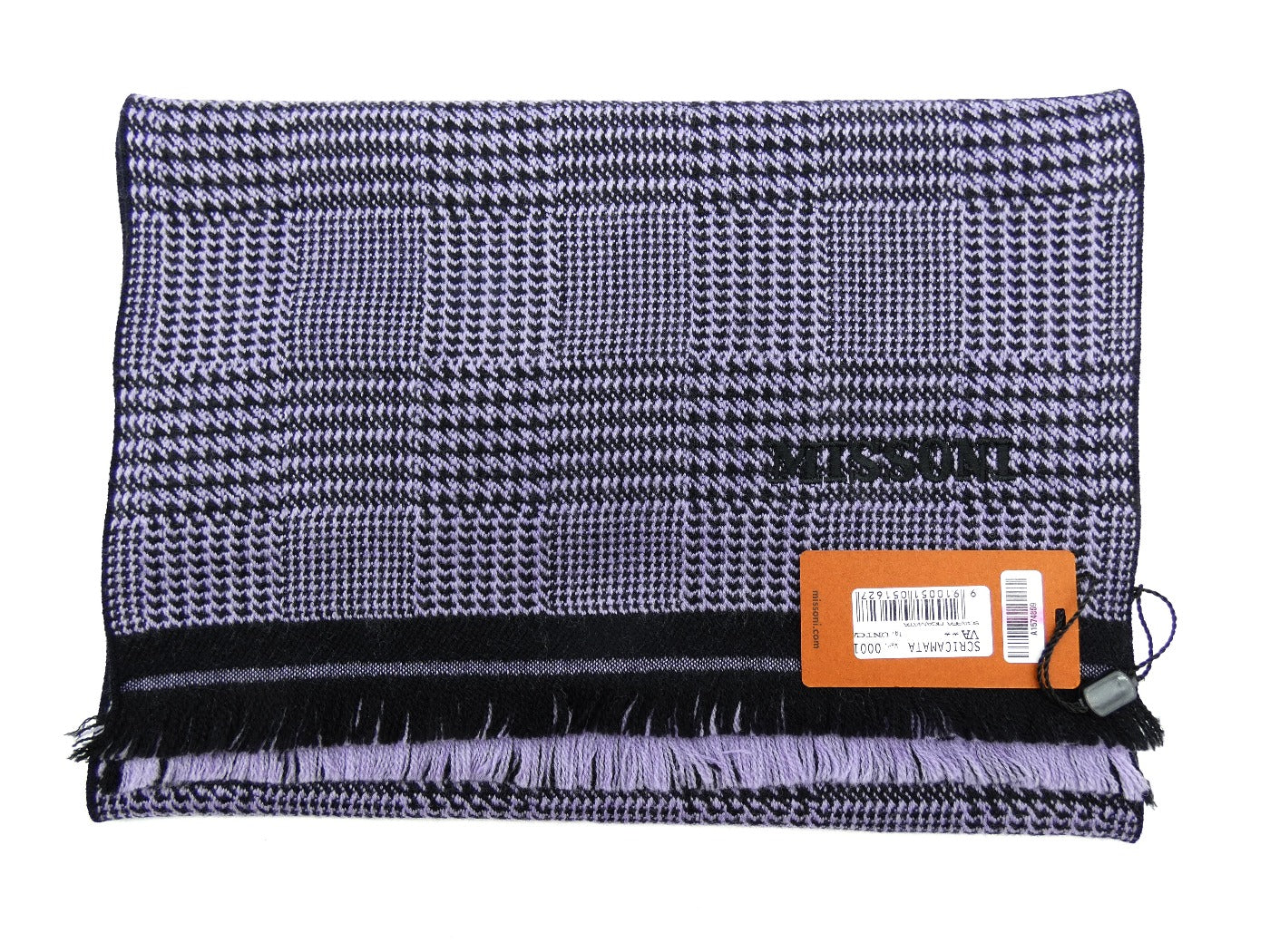 Missoni Lilac and Black Wool Houndstooth Scarf Scarf Missoni