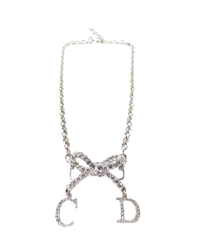 Christian Dior Swarovski Silver Bow Necklace Necklace Christian Dior