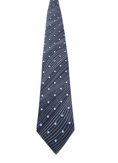 Lanvin Blue Dot and Stripe Graphic Silk Tie Ties Lanvin