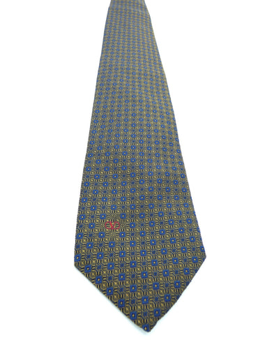 Valentino Blue and Tan Graphic Print Silk Tie Ties Valentino