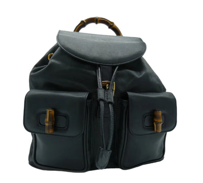 Gucci Vintage Dark Blue Leather Backpack Bag, Backpack Gucci
