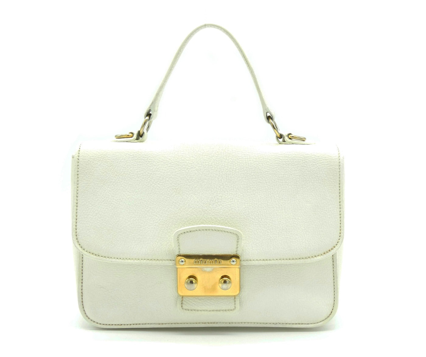 Miu Miu White Leather Madras 2way Bag Bag Miu Miu