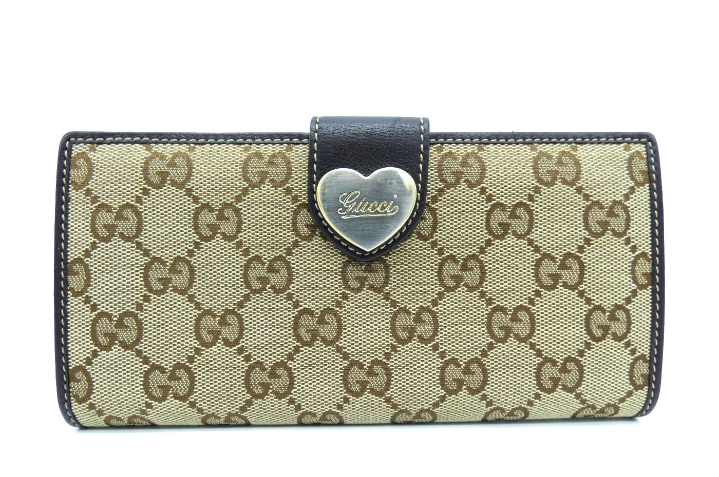 Gucci Continental GG Canvas Heart Vintage Long Wallet Wallet Gucci