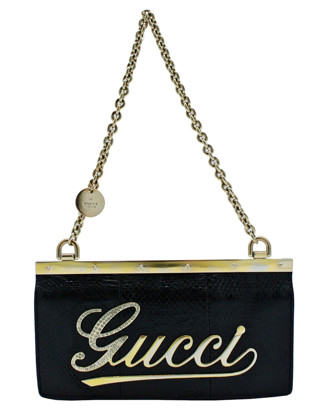 Gucci Cursive Logo Satin Evening Bag Bag Gucci