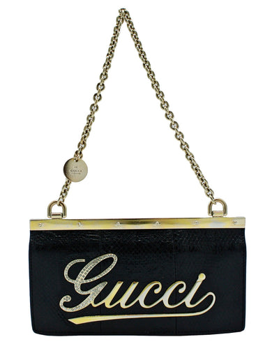 Gucci Cursive Logo Satin Evening Bag Bag Gucci