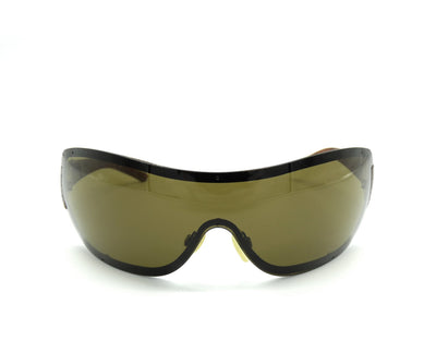 Chanel Vintage Quilted Brown Havana Shell Shield Sunglasses 4026 Sunglasses Chanel