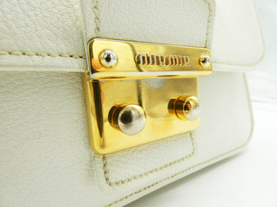 Miu Miu White Leather Madras 2way Bag Bag Miu Miu