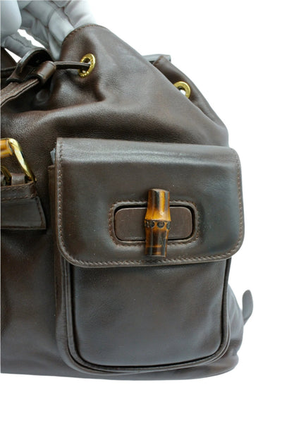 Gucci Vintage Dark Brown Leather Backpack Bag, Backpack Gucci