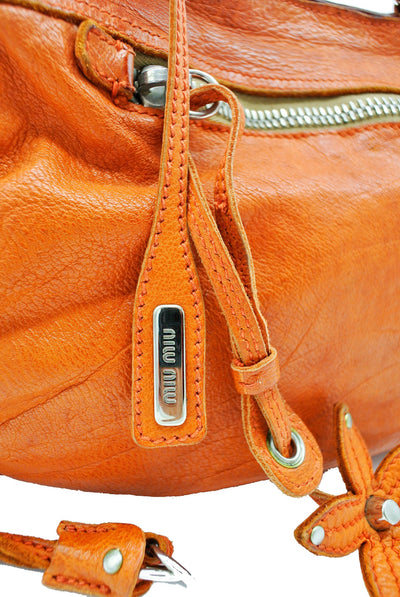 Miu Miu Tangerine Leather Flower Bag Bag Miu Miu