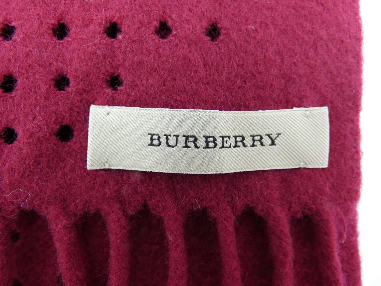Burberry Wool and Cashmere Perforated Nova Check Raspberry Scarf Scarf Burberry
