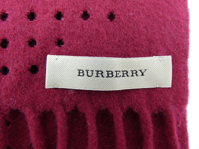 Burberry Wool and Cashmere Perforated Nova Check Raspberry Scarf Scarf Burberry