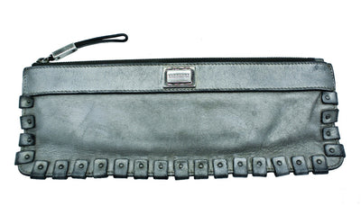Burberry Silver Leather Wristlette Bag Burberry