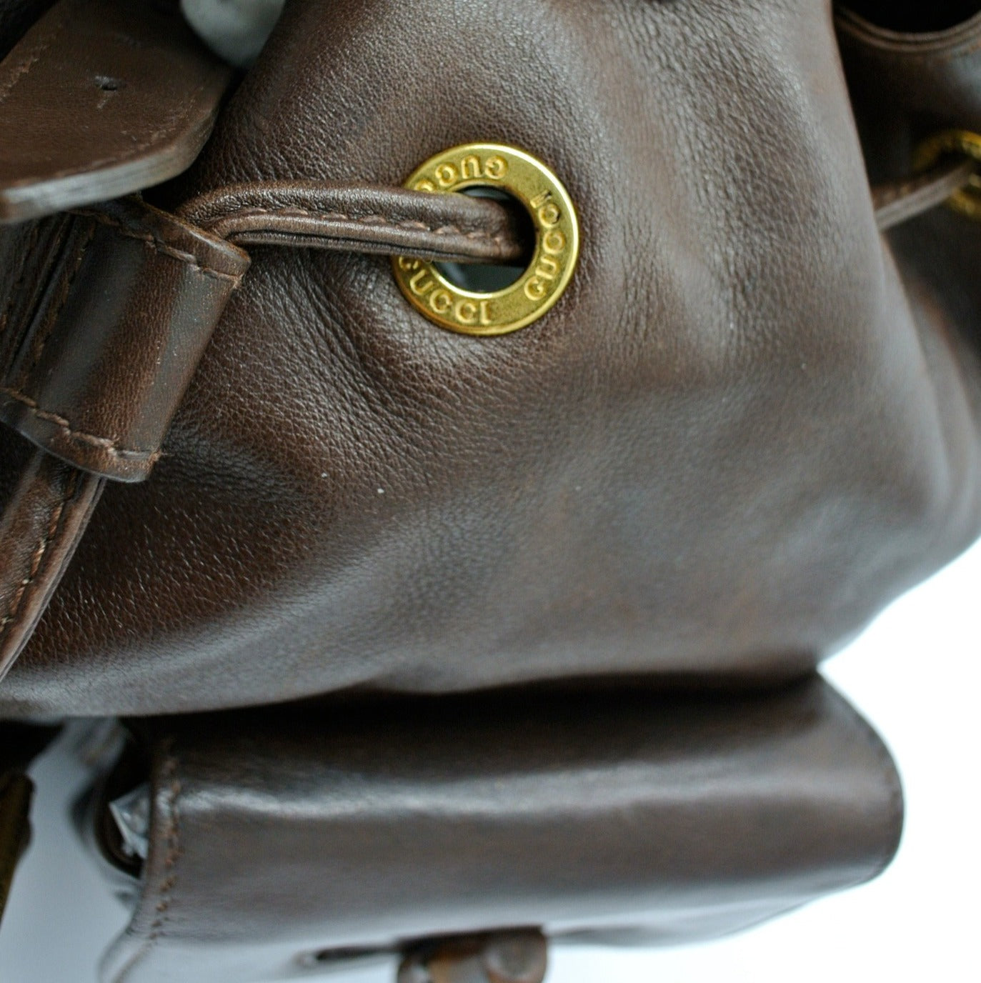 Gucci Vintage Dark Brown Leather Backpack Bag, Backpack Gucci