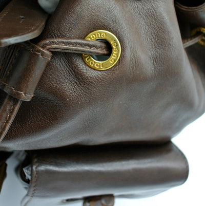 Gucci Vintage Dark Brown Leather Backpack Bag, Backpack Gucci