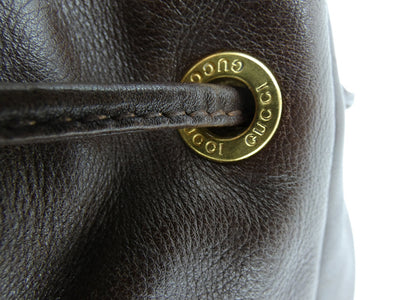 Gucci Vintage Dark Brown Leather Backpack Bag, Backpack Gucci