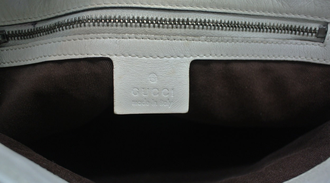 Gucci White Leather GG Canvas Bucket Bag Bag Gucci