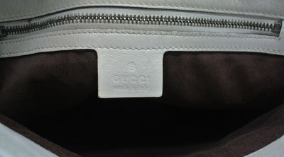 Gucci White Leather GG Canvas Bucket Bag Bag Gucci