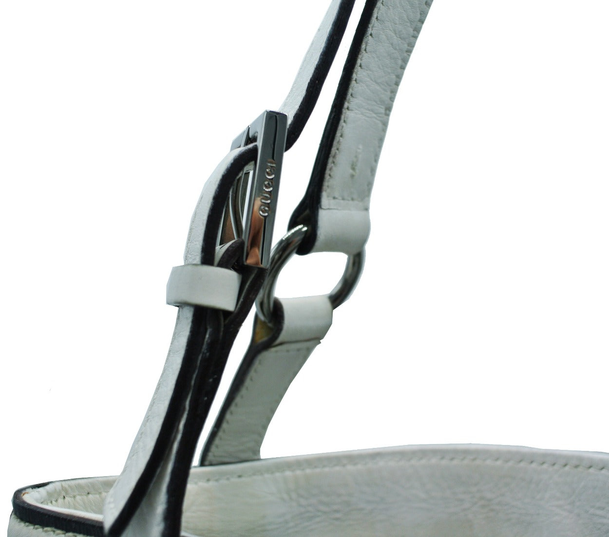 Gucci White Leather GG Canvas Bucket Bag Bag Gucci