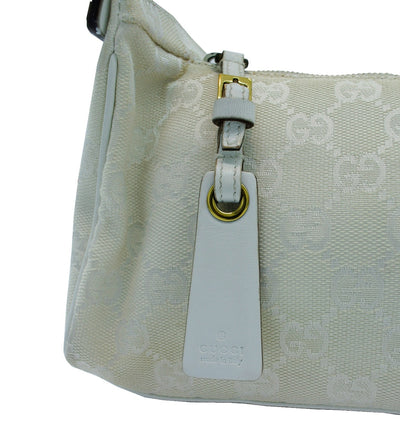 Gucci White GG Canvas and Leather Slimline Shoulder Bag Bag Gucci